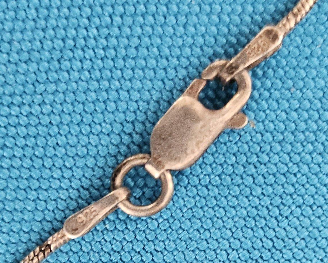 20th Century Sterling Silver Pendant Necklace with Semiprecious Stone, Stamped, Vintage For Sale