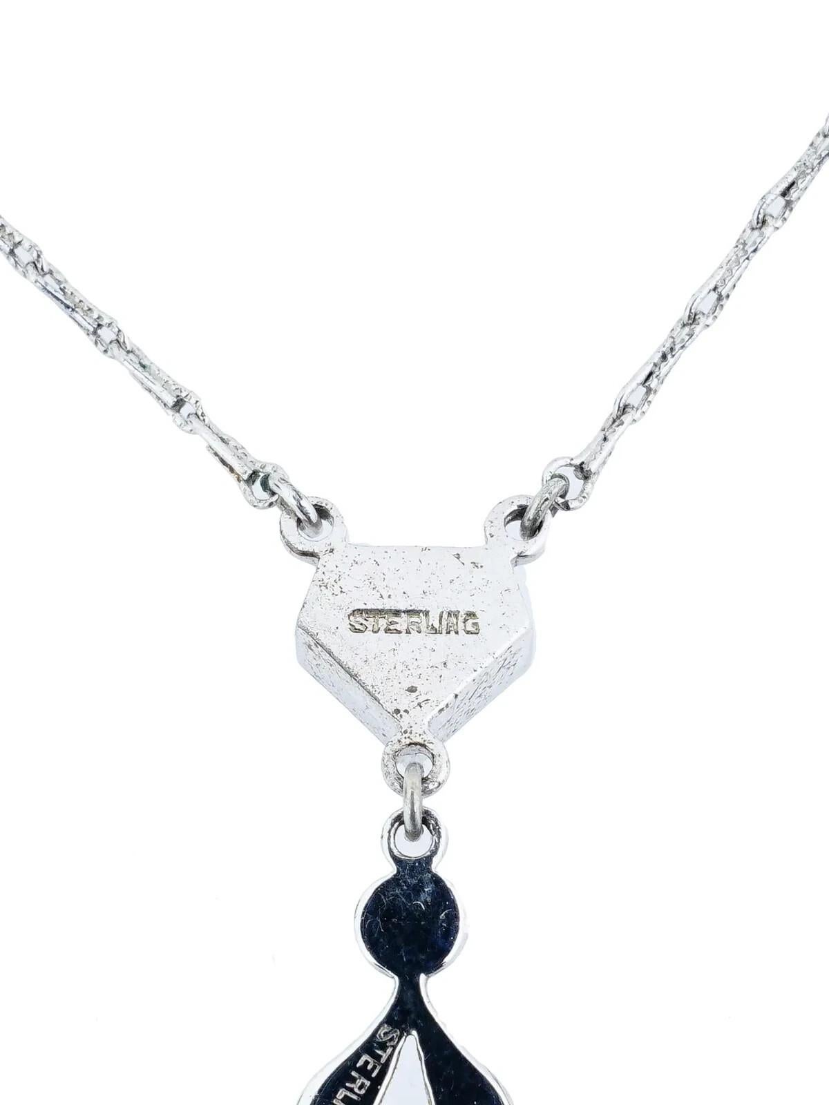 Sterling Silver Pendant Necklace With Stones en vente 1