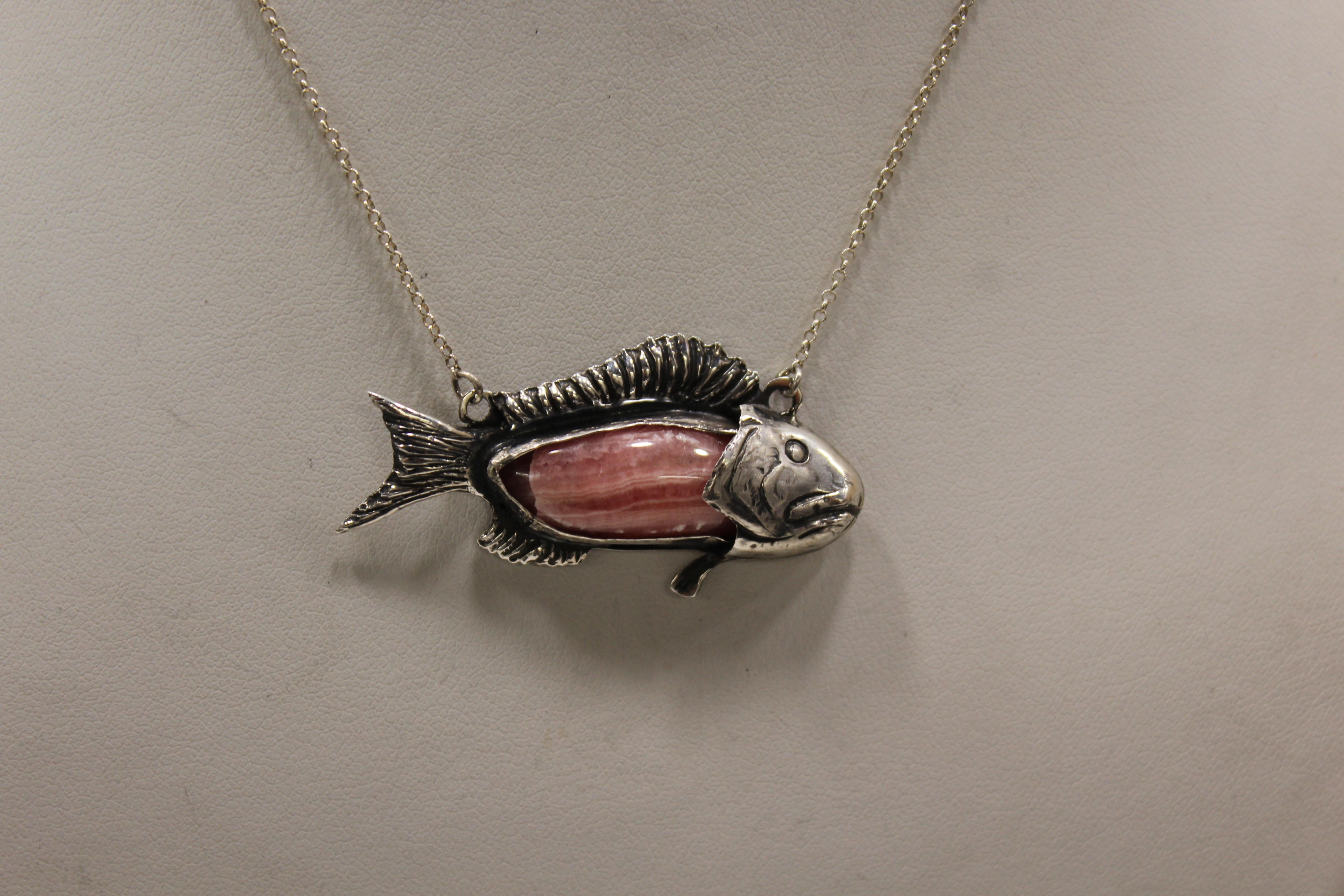 Pez Rosa, Colgante, Plata de ley, Hecho a mano, Italia Artista en venta