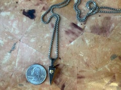 Sterling Silver Pendant with 18K Yellow Gold Skull and Diamond Eyes on 24” Chain