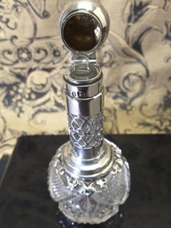 Sterling Silver Perfume Bottle Birmingham Dated 1899 Cut Glass Bottle