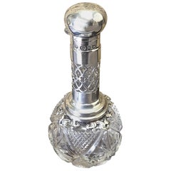 Sterling Silver Perfume Bottle Birmingham Dated 1899 Cut Glass Bottle
