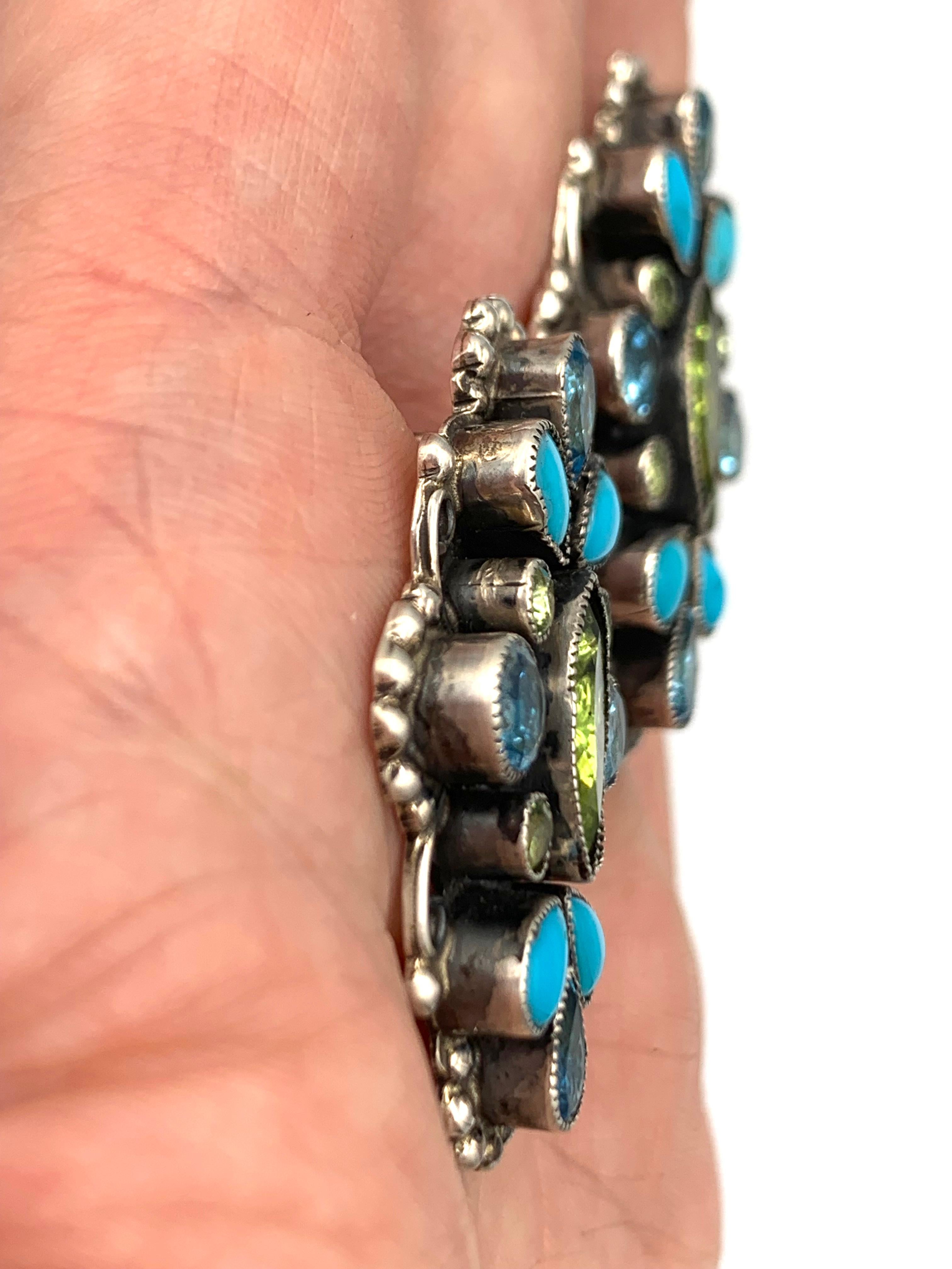 Sterling Silber Peridot und Türkis Ohrringe von Leo Feeney im Zustand „Neu“ im Angebot in Scottsdale, AZ