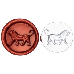 Used Sterling Silver Persepolis Walking Lion Signet Wax Seal Ring