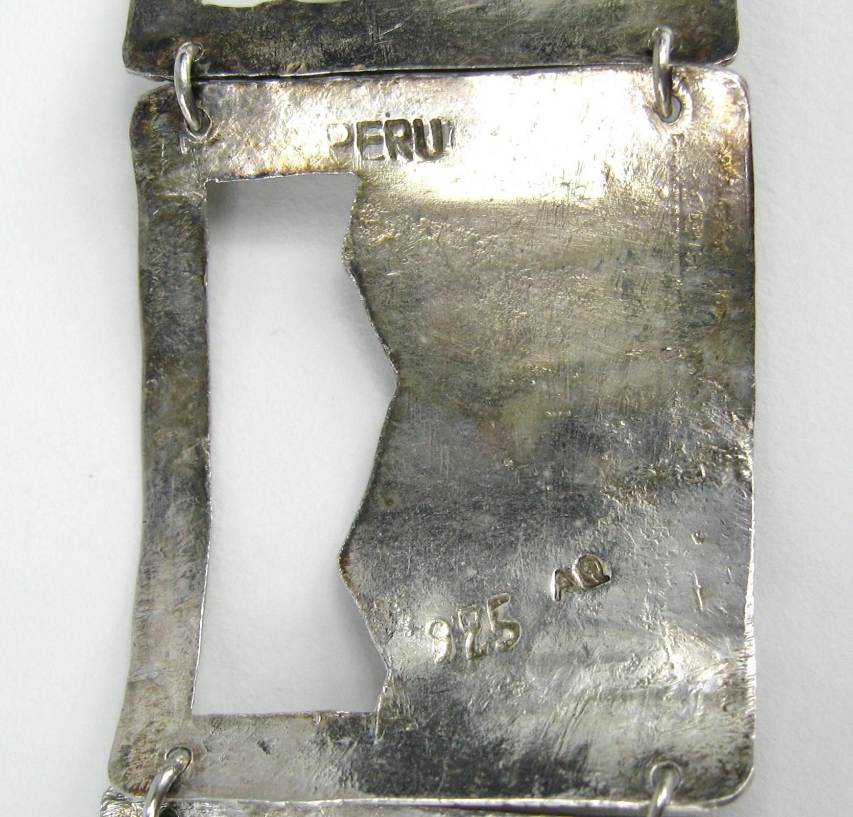 3-D-Armband aus peruanischem Peru-Paneel aus Sterlingsilber  im Angebot 4