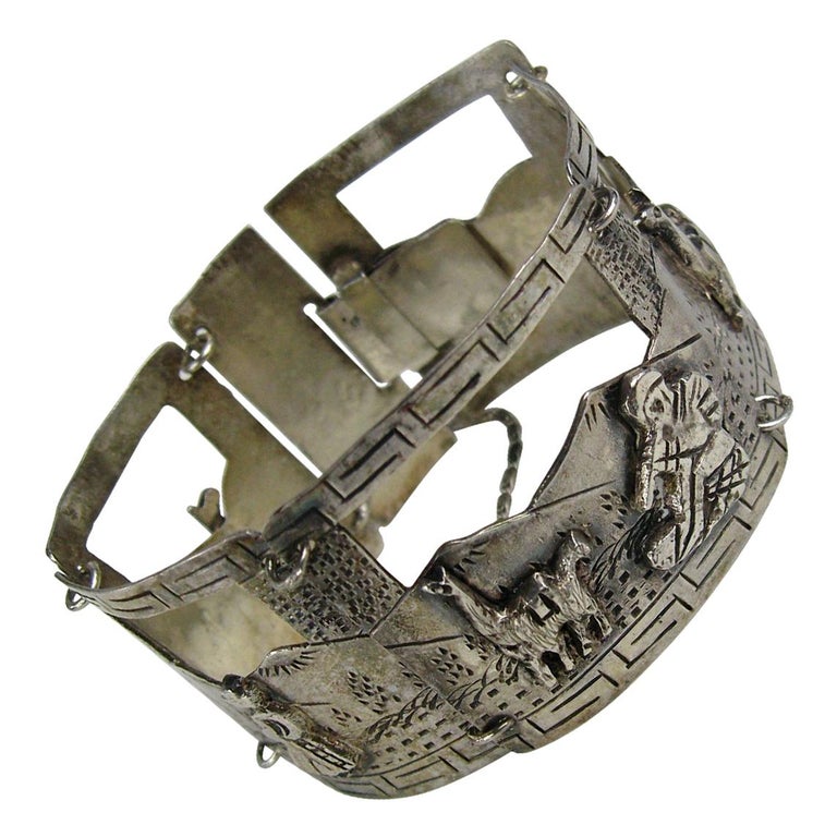Rare ouvre bouteille vintage design traditionnel PÉROU en argent
