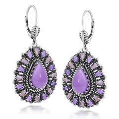 Sterling Silver Phosphosiderite, Rhodochrosite, and Amethyst Dangle Earrings