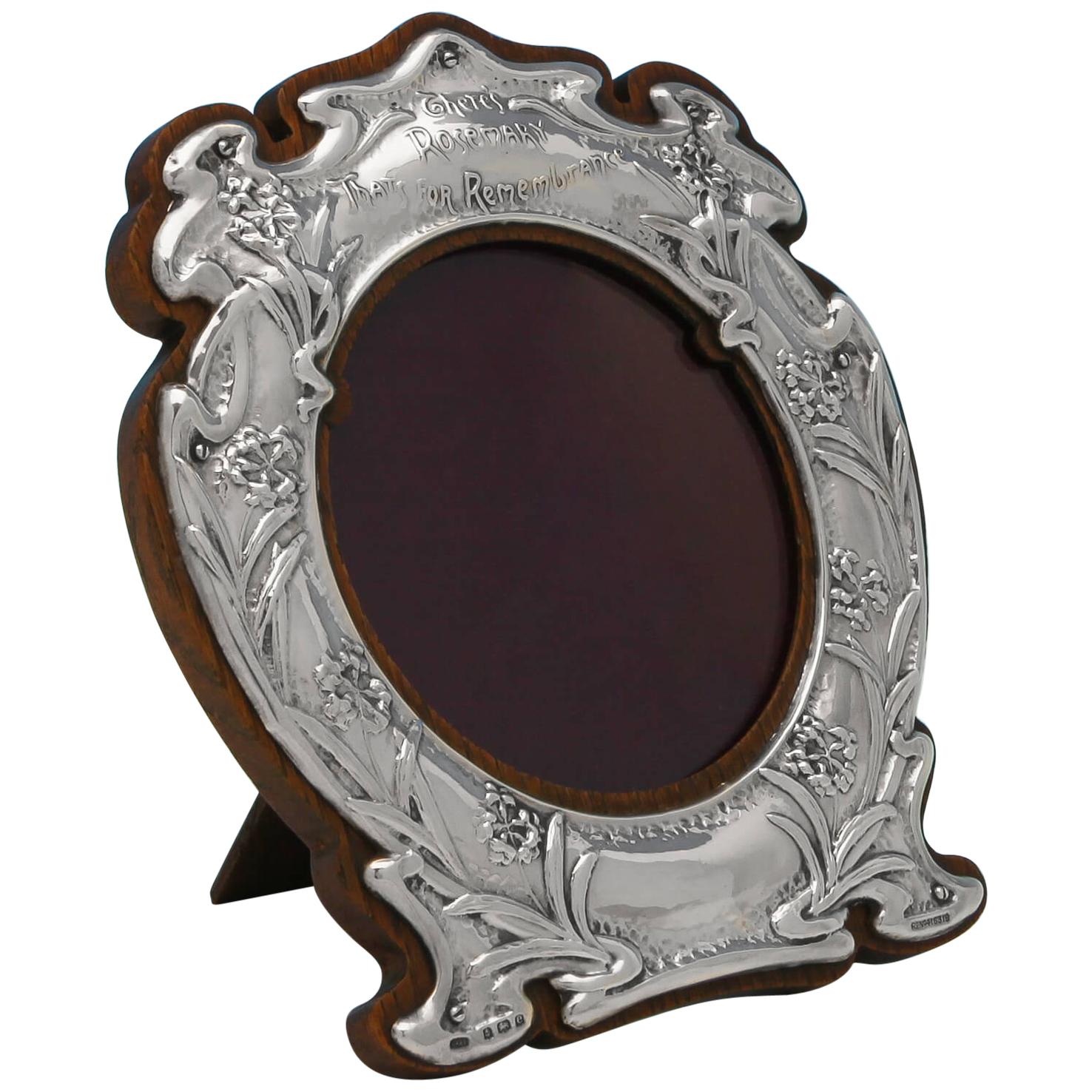 William Shakespeare Inspired Art Nouveau Sterling Silver Photograph Frame 1904