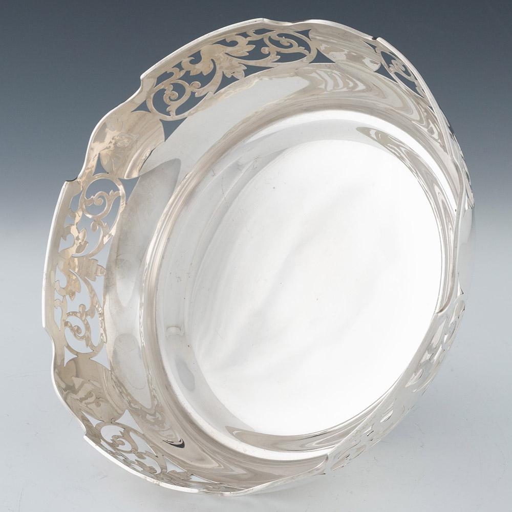 Cuenco calado de plata de ley Glasgow 1910 Británico
