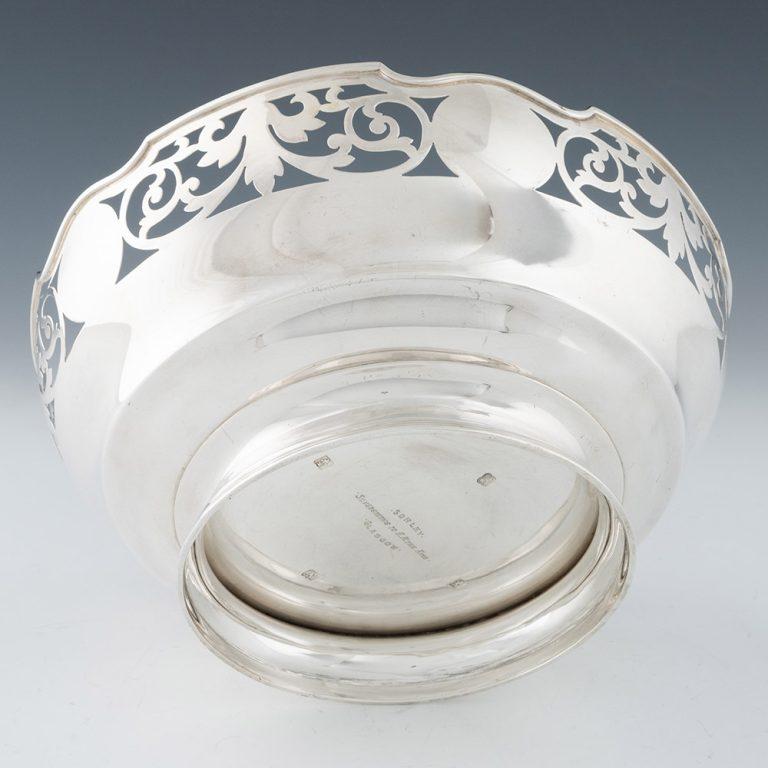 Cuenco calado de plata de ley Glasgow 1910 Silver