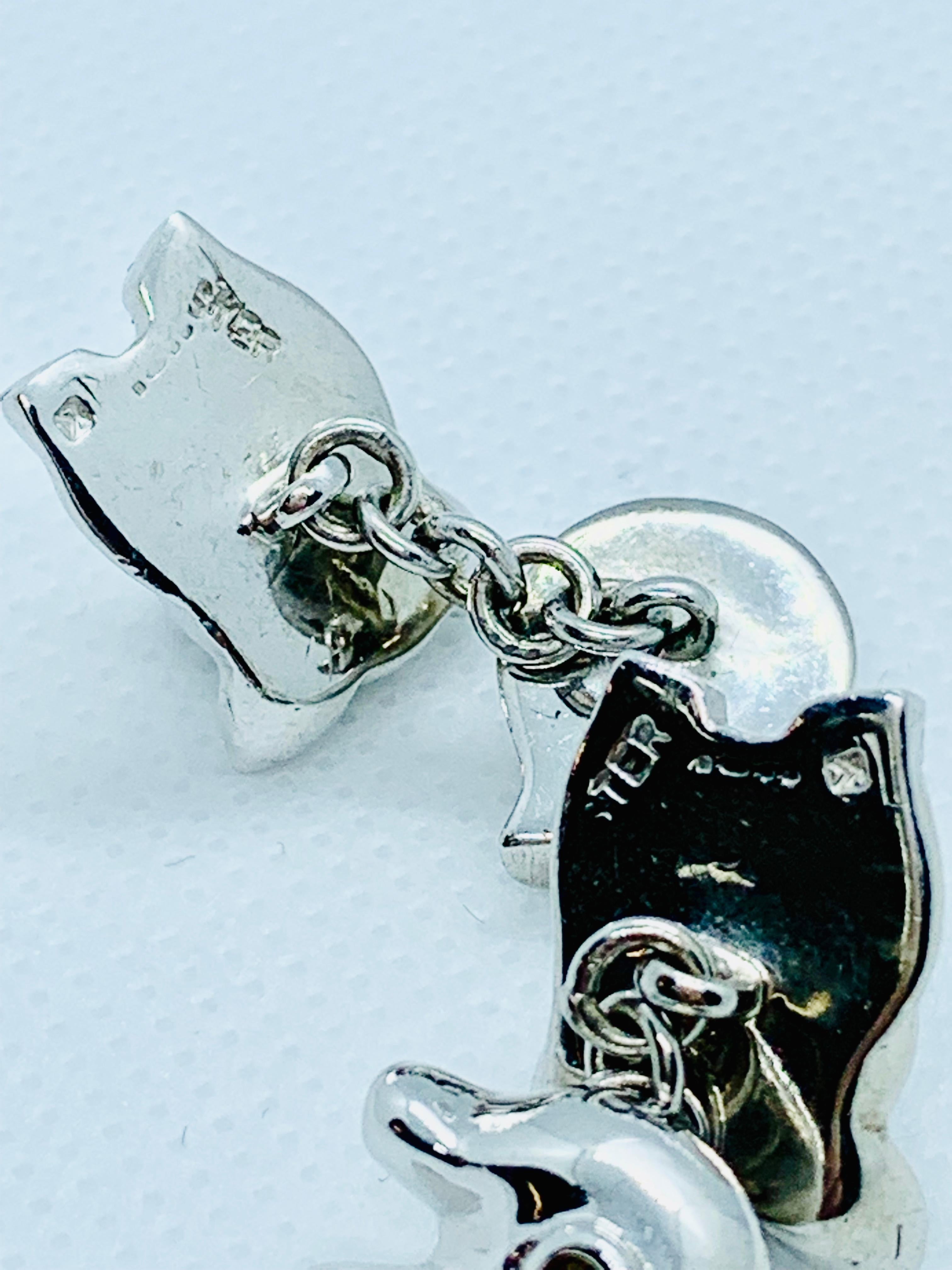 Modern Sterling Silver Pig Cufflinks