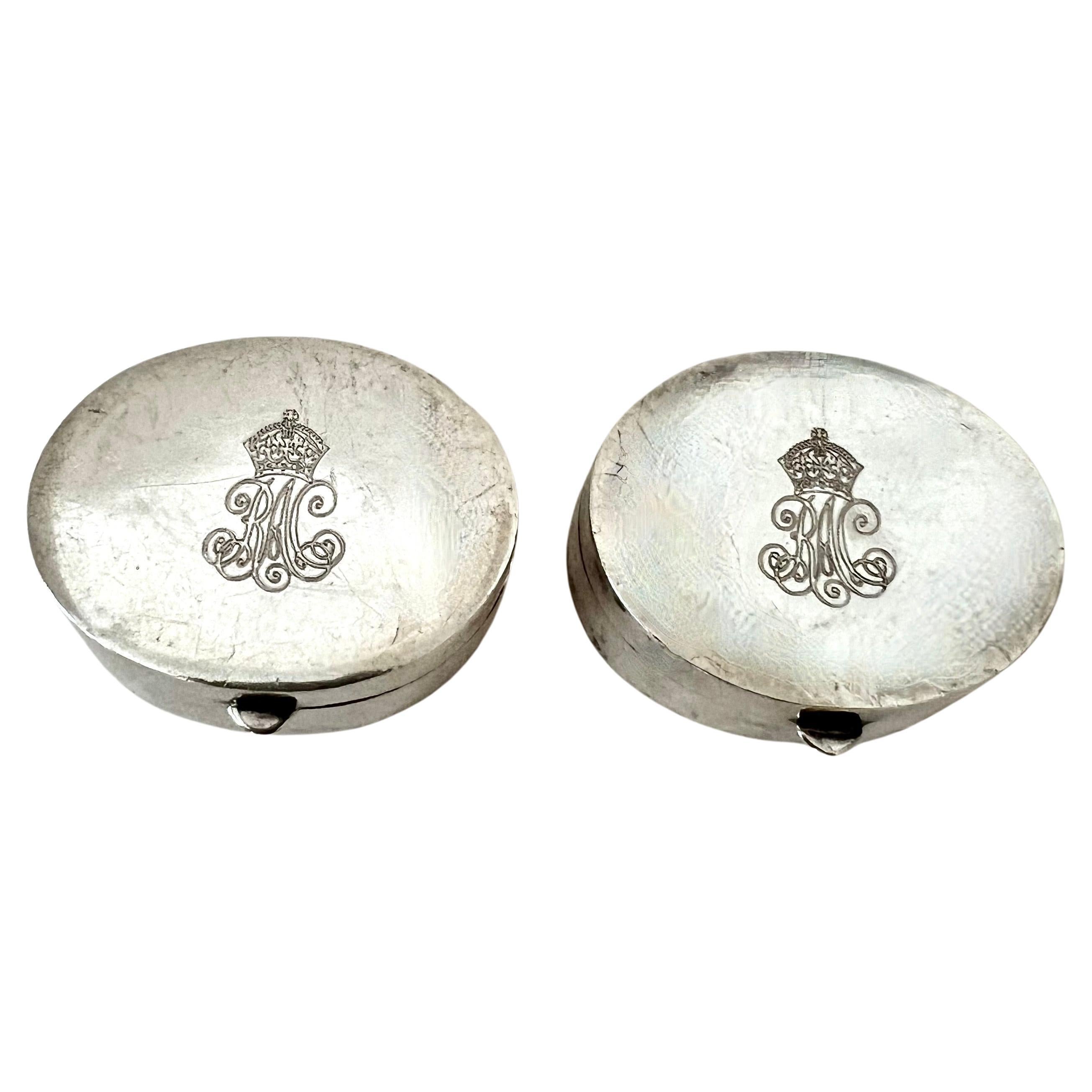 Sterling Silver Pill Box with Crown Etching