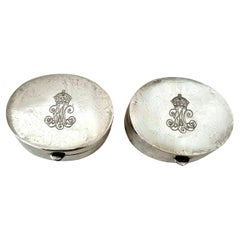 Vintage Sterling Silver Pill Box with Crown Etching
