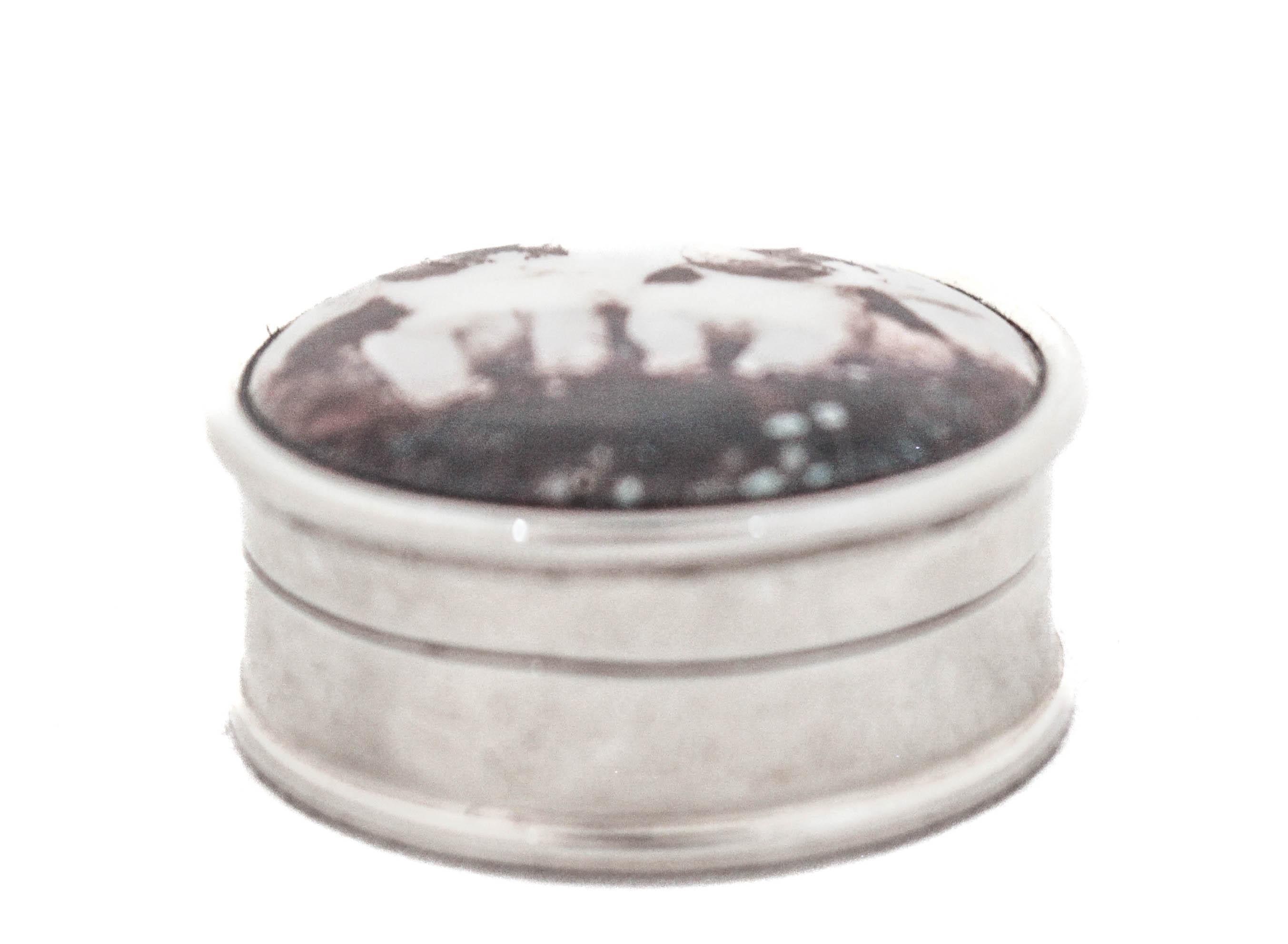 English  Sterling Silver Pillbox For Sale