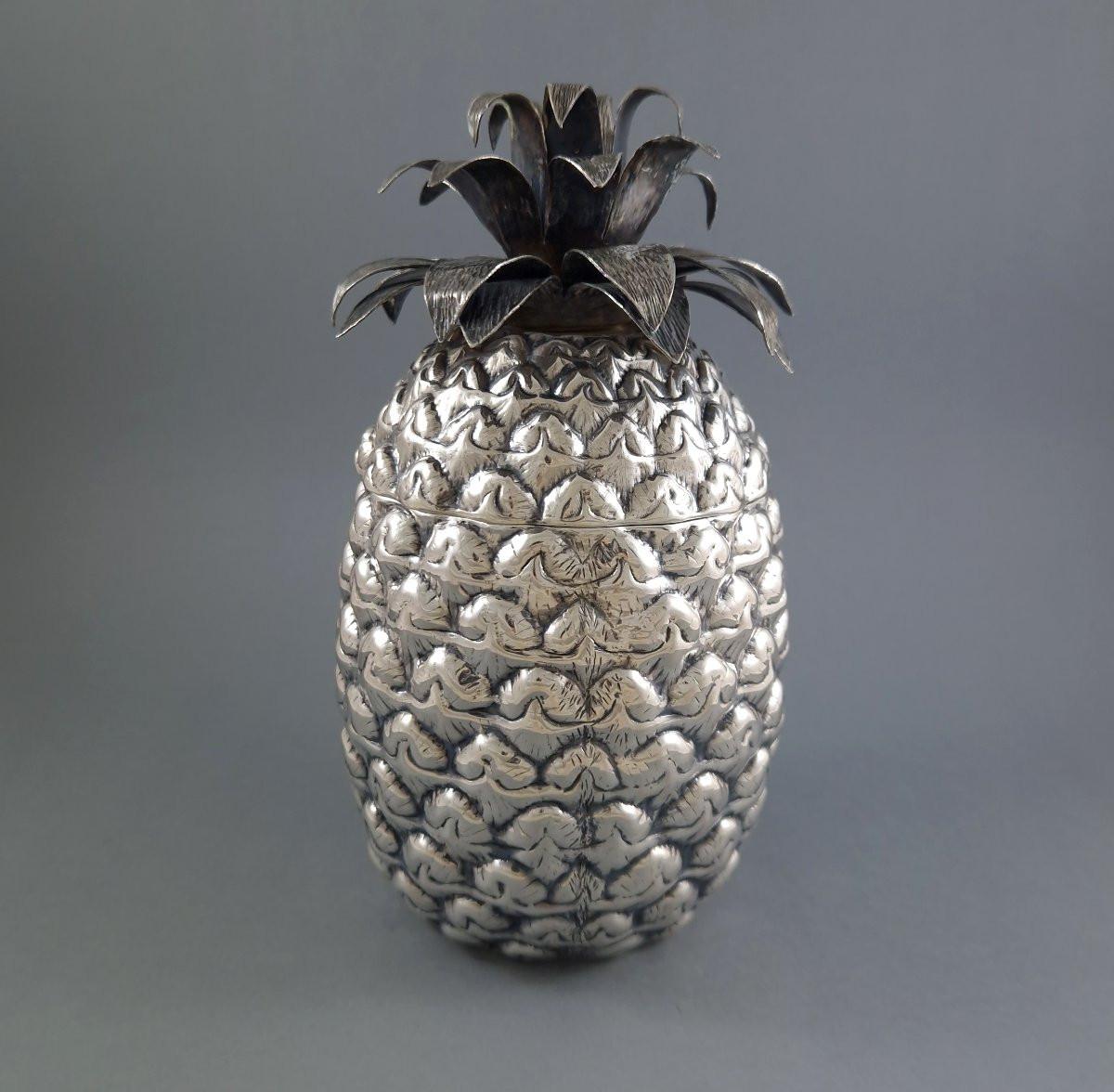 Italian Sterling Silver Pineapple Box For Sale