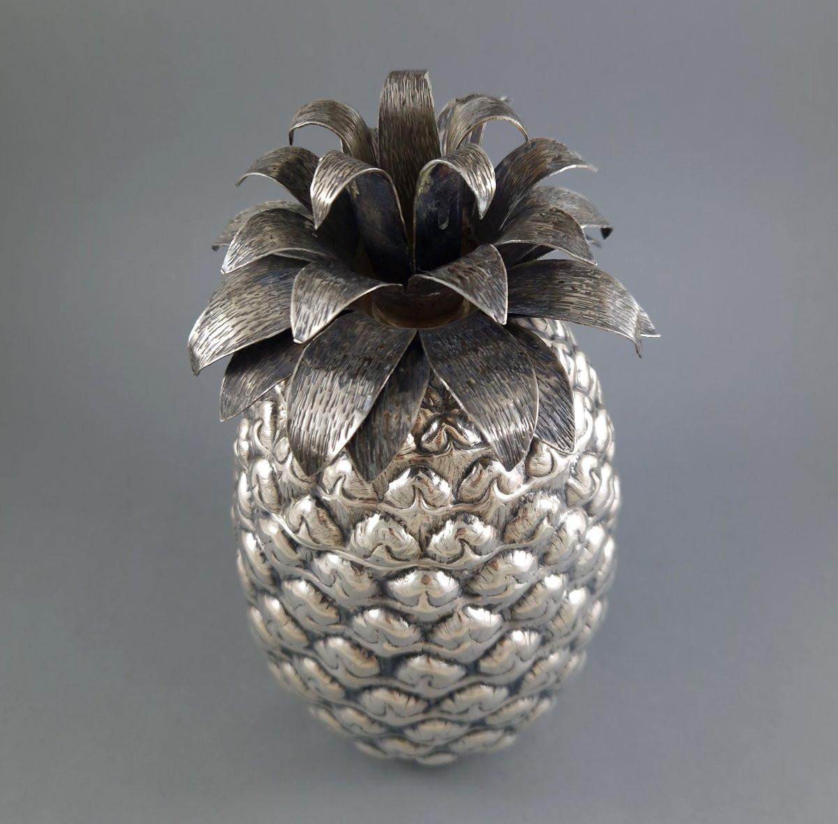 Sterling Silver Pineapple Box In Excellent Condition For Sale In Saint-Ouen, FR
