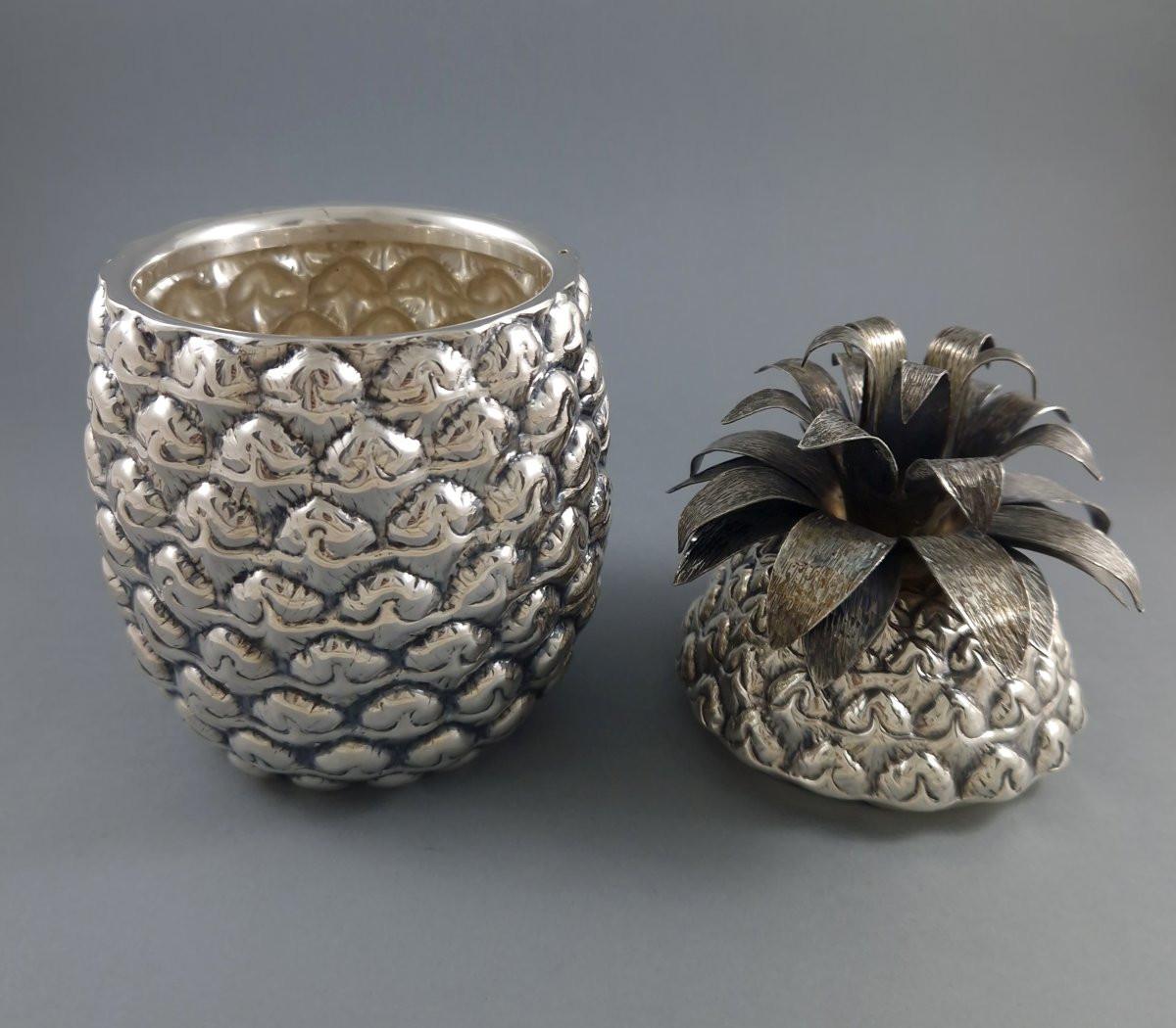 Late 20th Century Sterling Silver Pineapple Box For Sale