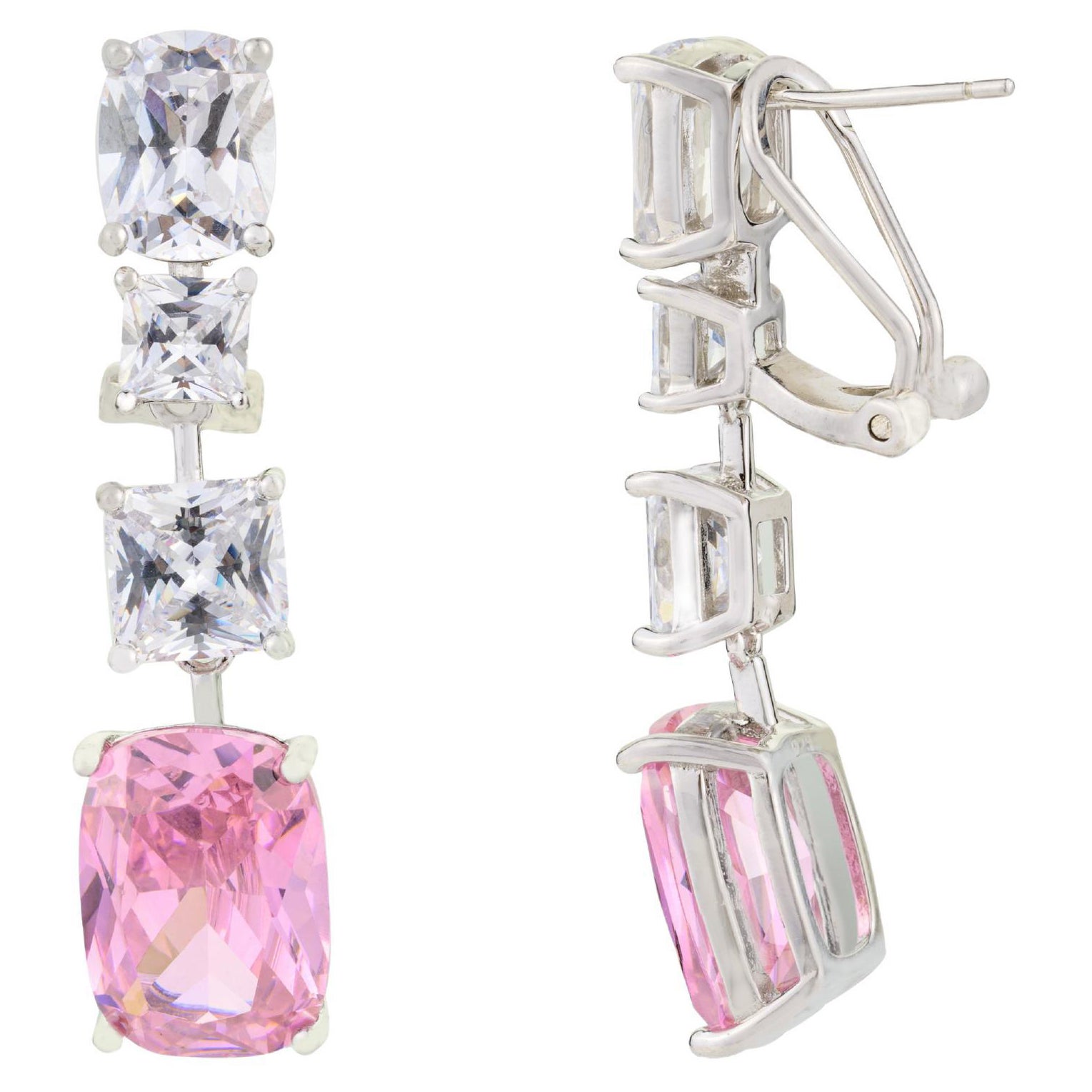 Orecchini a goccia in argento sterling con zircone rosa e bianco da regalare per la Festa della Mamma