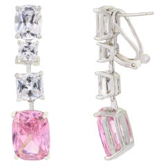 Orecchini a goccia in argento sterling con zircone rosa e bianco da regalare per la Festa della Mamma