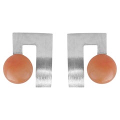 Sterling Silver Pink Jasper geometric Earrings
