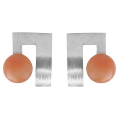 Sterling Silver Pink Jasper geometric Earrings