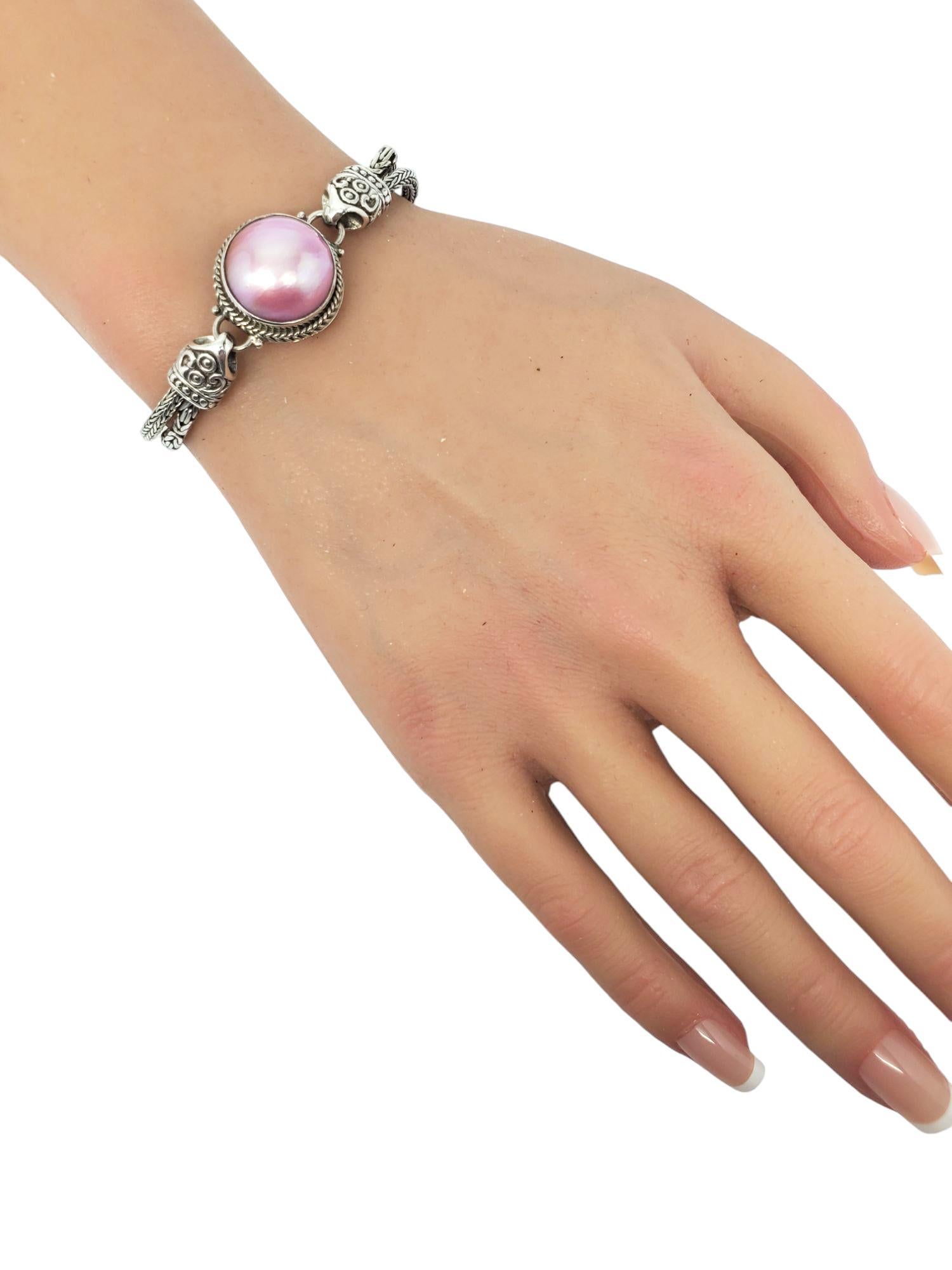 Bracciale a catena con perle rosa Mabe in argento Sterling #21169 in vendita 5