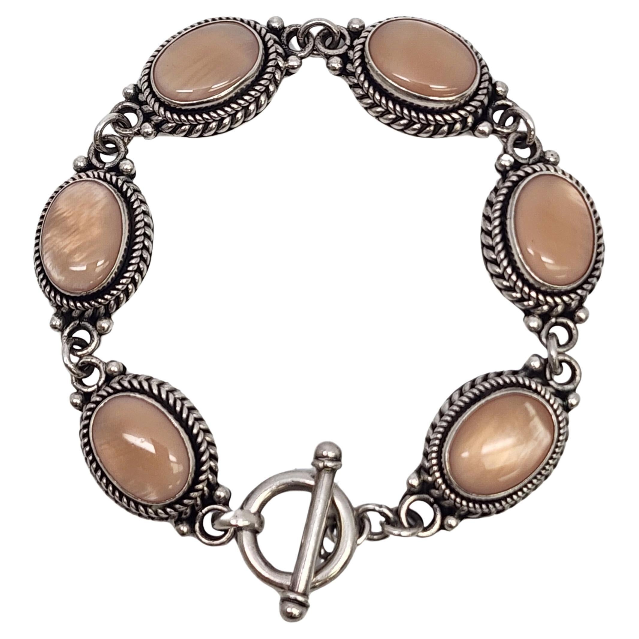 Sterling Silver Pink Mother of Pearl Toggle Bracelet #17682
