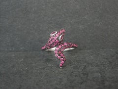 Sterling Silver Pink Sapphire Snake Ring Size 8