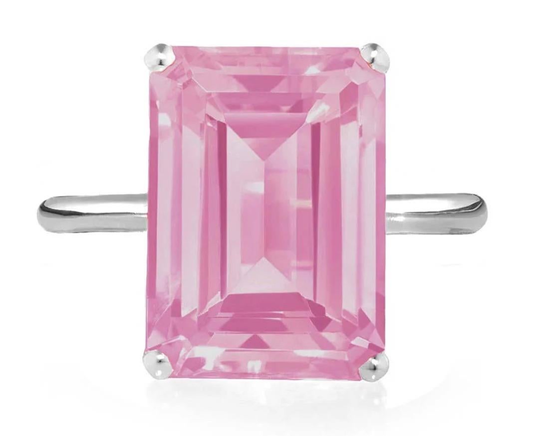 Octagon Cut Augustine Jewels Sterling Silver Pink Topaz Ring For Sale