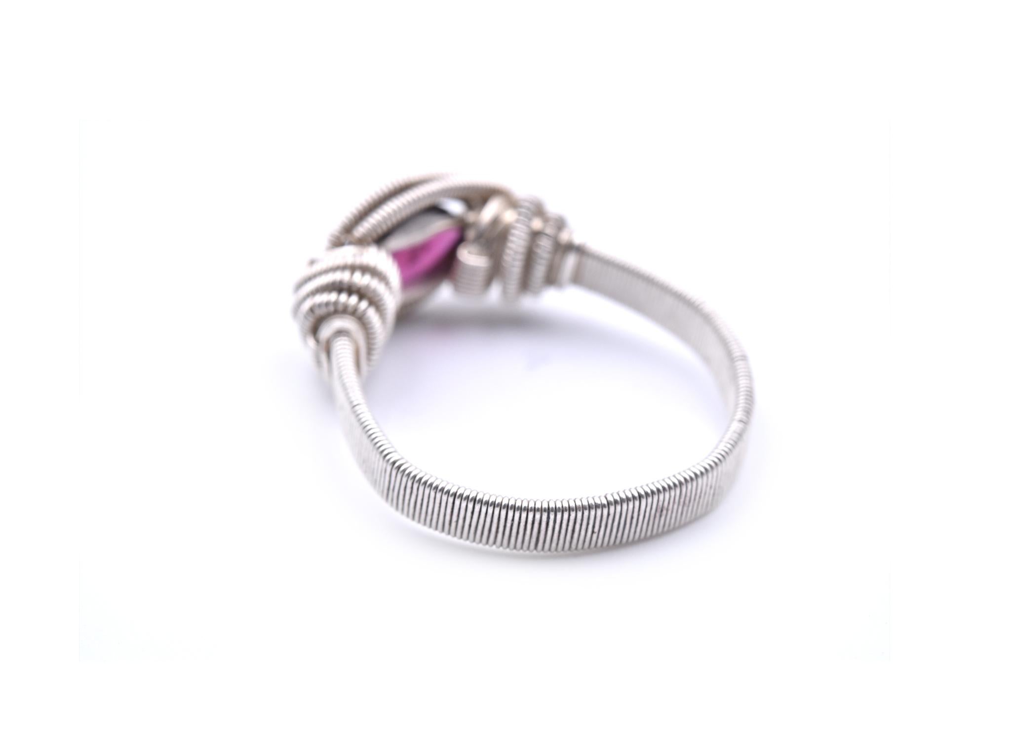 Cabochon Sterling Silver Pink Tourmaline Wrapped Ring