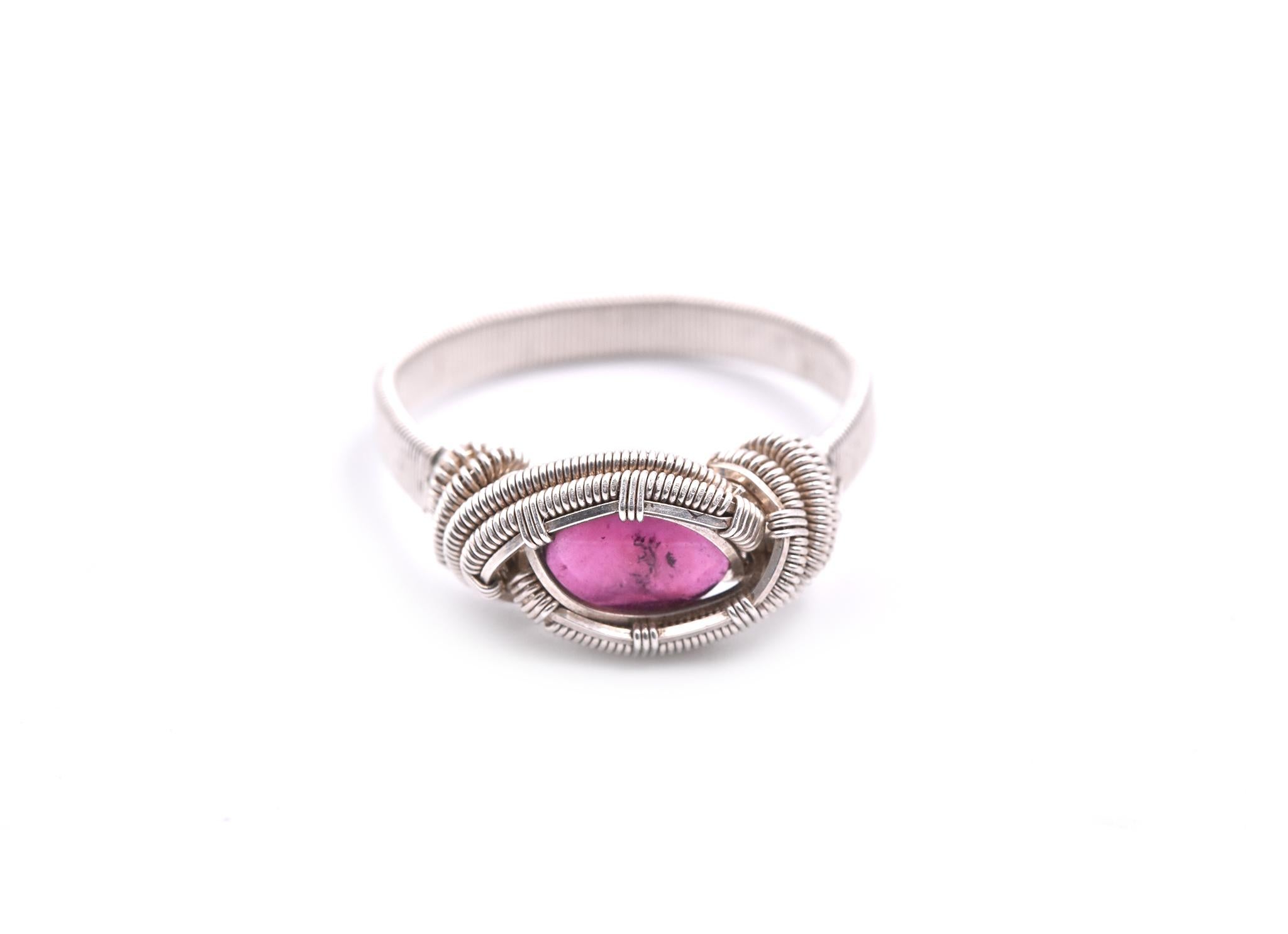 Sterling Silver Pink Tourmaline Wrapped Ring In Excellent Condition In Scottsdale, AZ