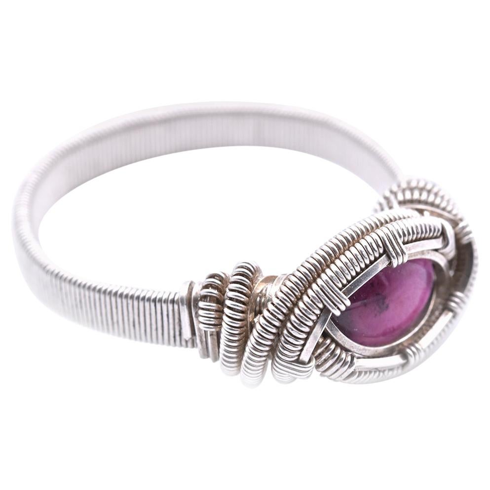 Sterling Silver Pink Tourmaline Wrapped Ring