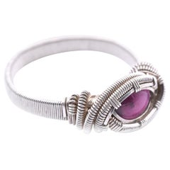 Sterling Silver Pink Tourmaline Wrapped Ring