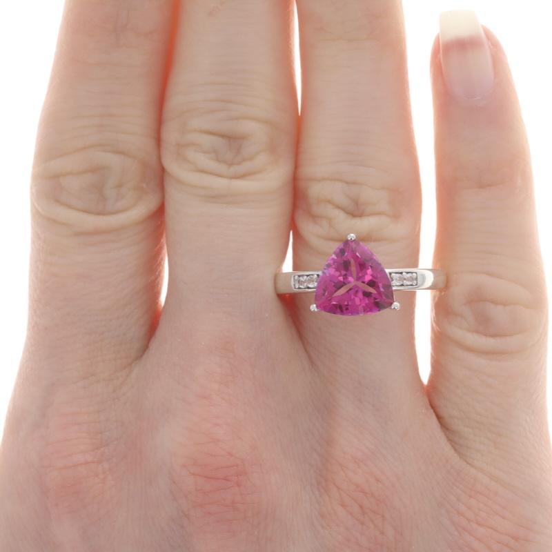 Trillion Cut Sterling Silver Pink & White Topaz Ring - 925 Trillion 3.22ctw For Sale