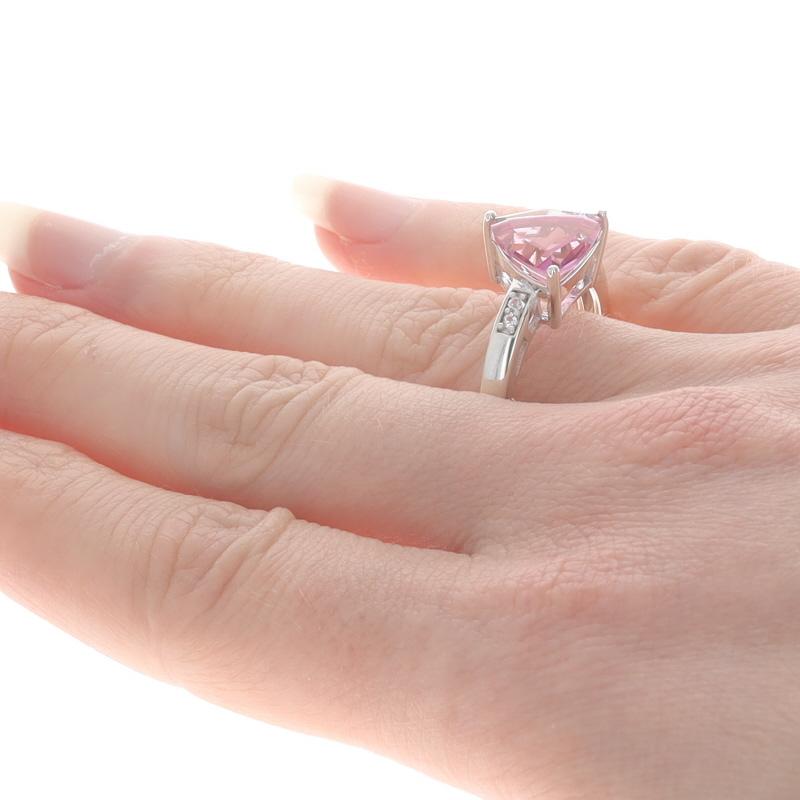 Women's Sterling Silver Pink & White Topaz Ring - 925 Trillion 3.22ctw For Sale