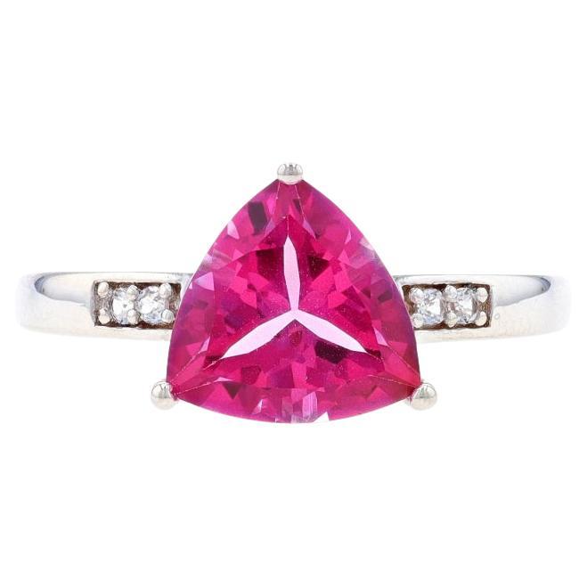 Sterling Silver Pink & White Topaz Ring - 925 Trillion 3.22ctw For Sale