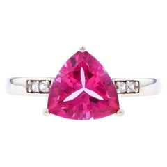 Sterling Silver Pink & White Topaz Ring - 925 Trillion 3.22ctw