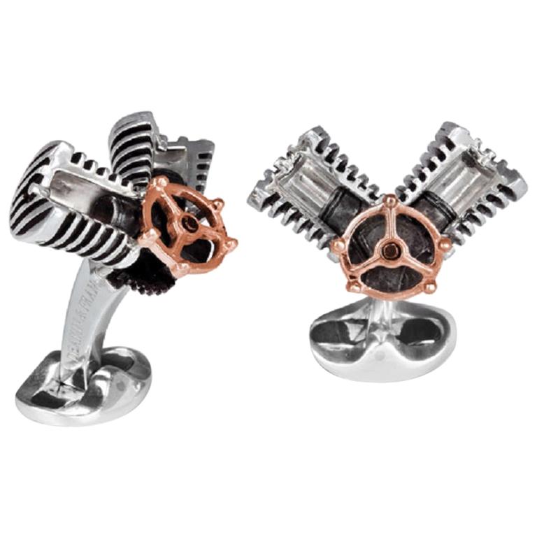 Deakin & Francis Sterling Silver Piston Cufflinks