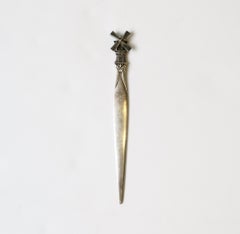 Art Nouveau Sterling Silver Plate Windmill Letter Opener for KLM Airlines