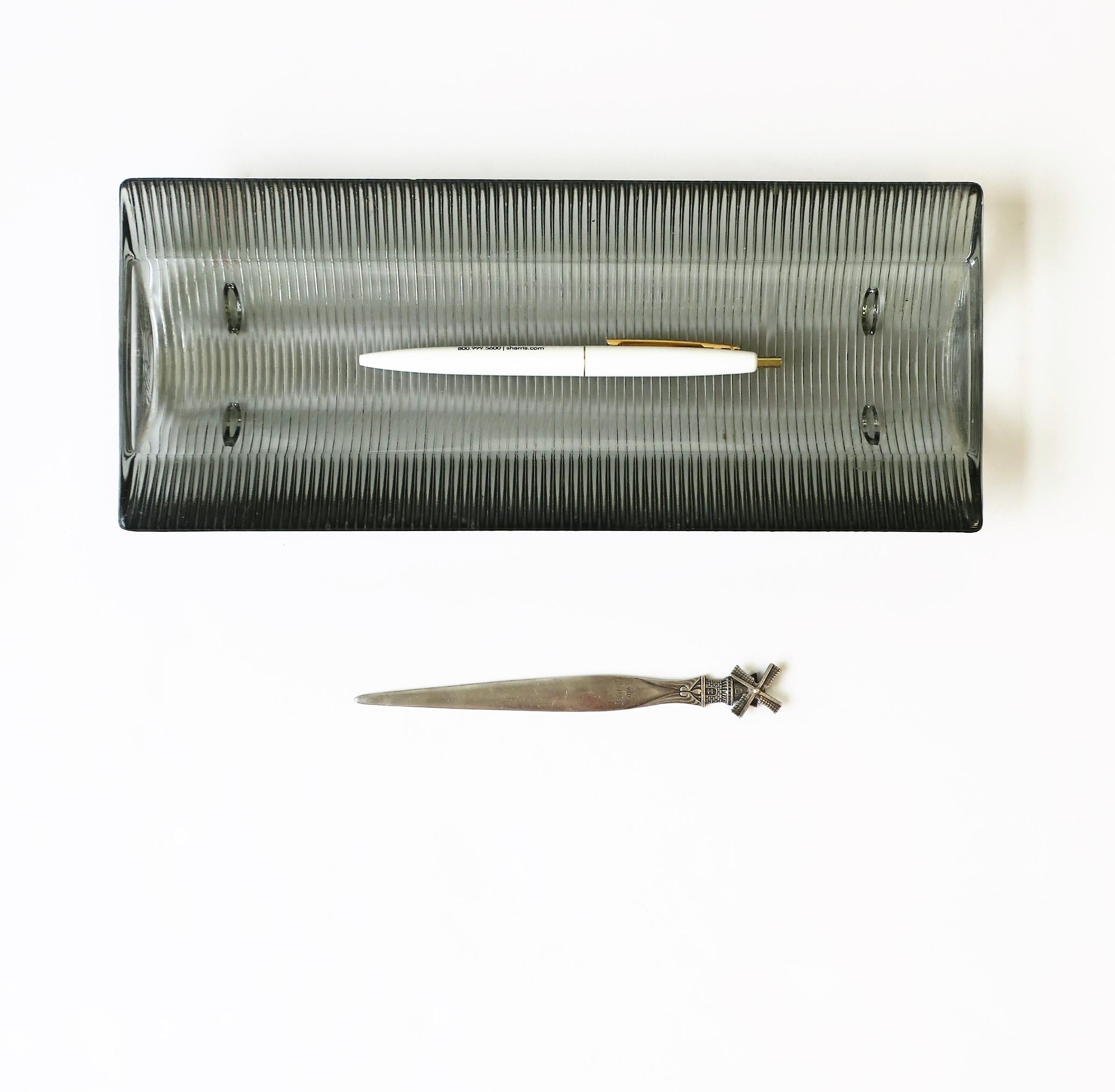  Art Nouveau Sterling Silver Plate Windmill Letter Opener for KLM Airlines In Good Condition For Sale In New York, NY