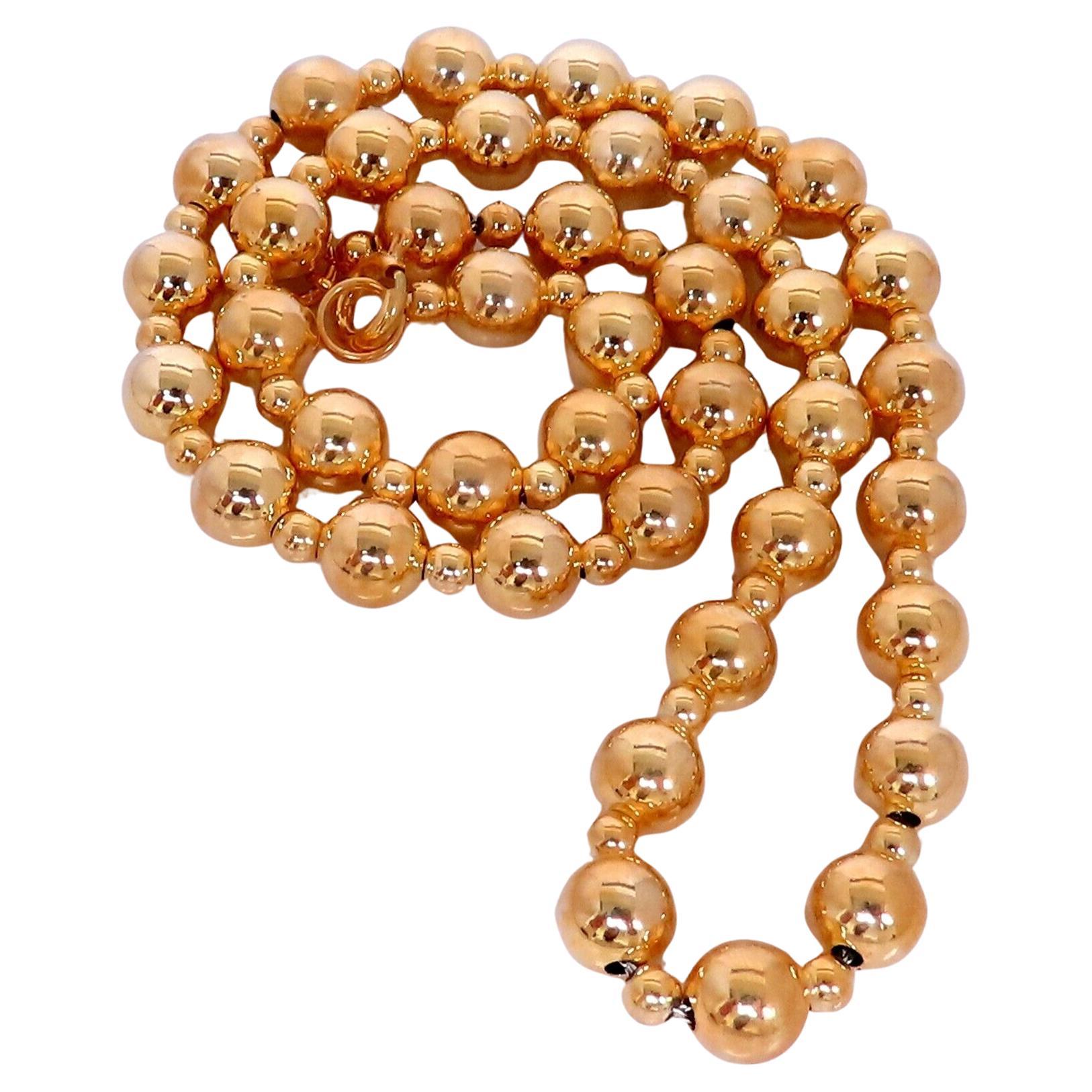 Sterling Silver Plated Gold Bead Necklace For Sale