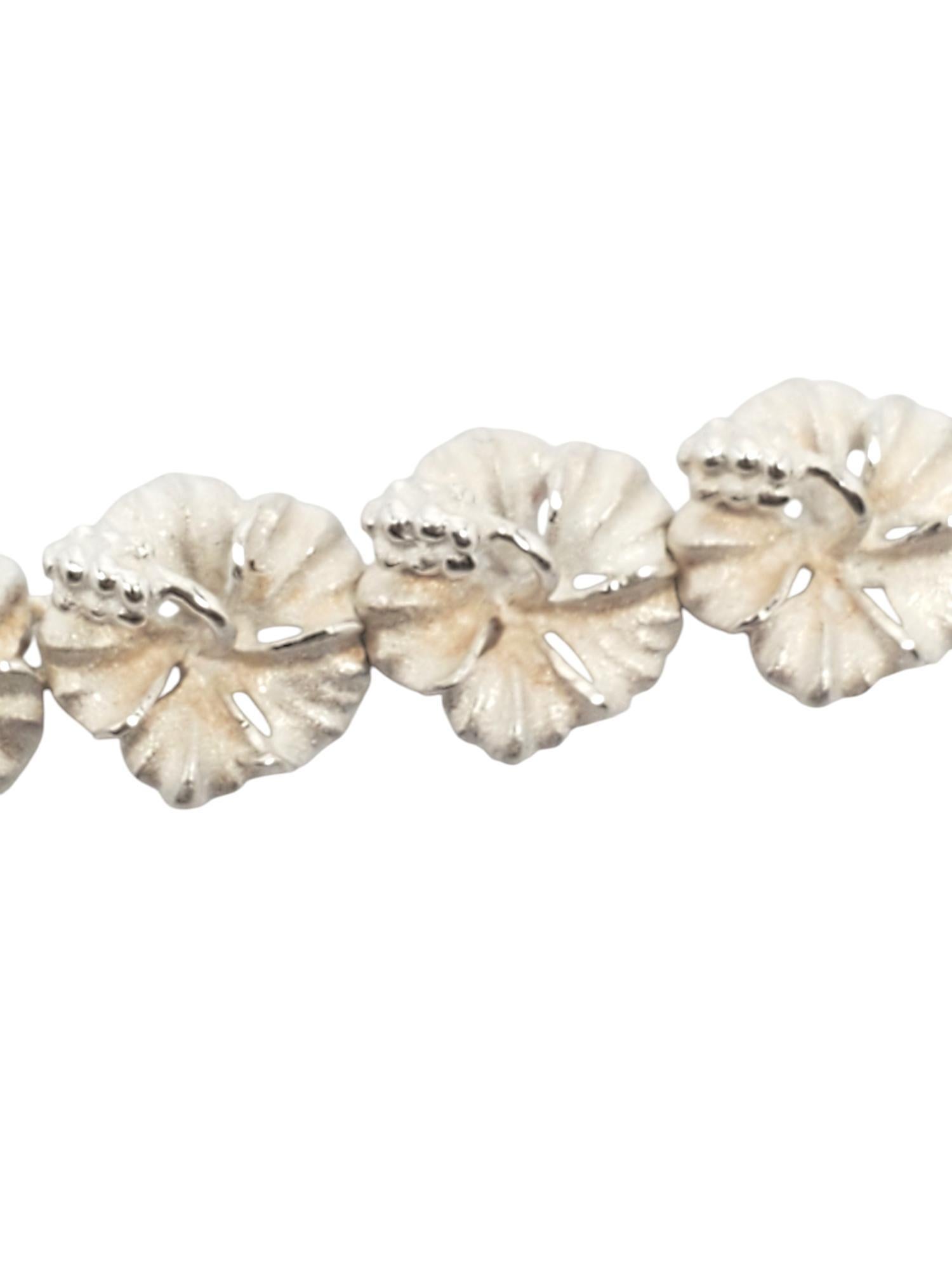 Sterling Silver Plumeria Flower Link Bracelet #20656 For Sale 2