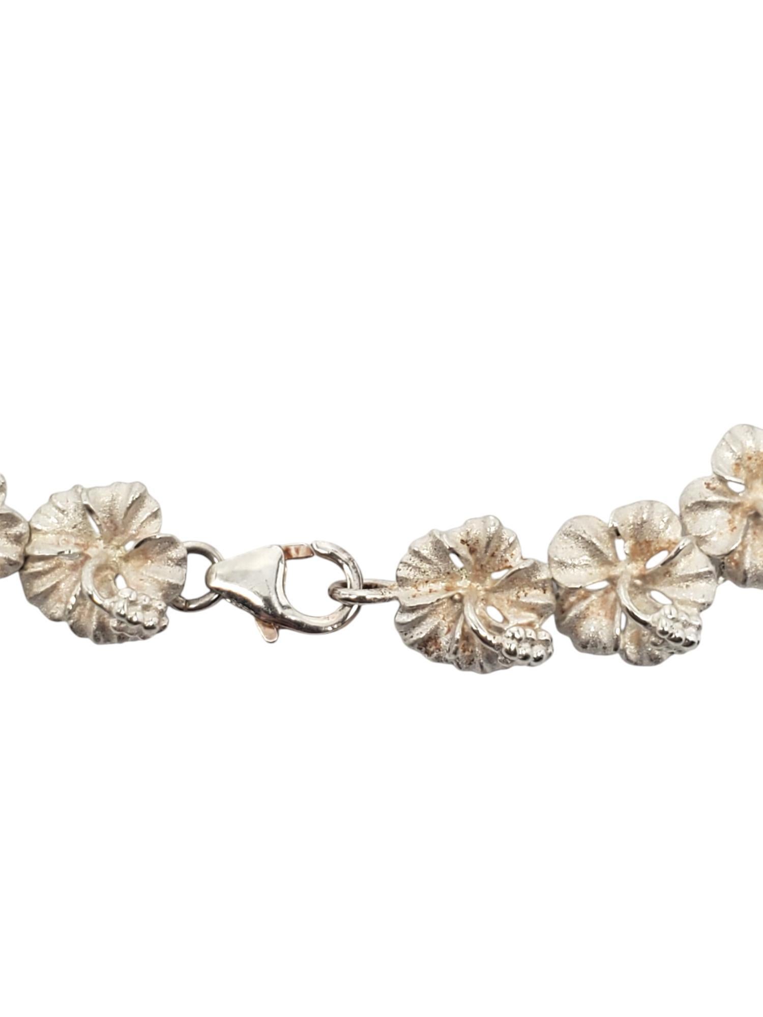 Sterling Silver Plumeria Flower Link Bracelet #20656 For Sale 4