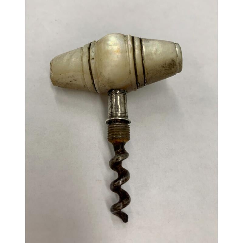 Sterling Silver Pocket Corkscrew with a Mother of Pearl Handle, 18th Century For Sale 3