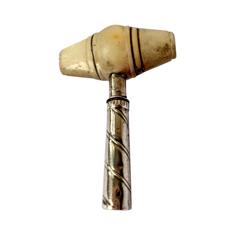 Sterling Silver Pocket Corkscrew with a Mother of Pearl Handle, 18th Century