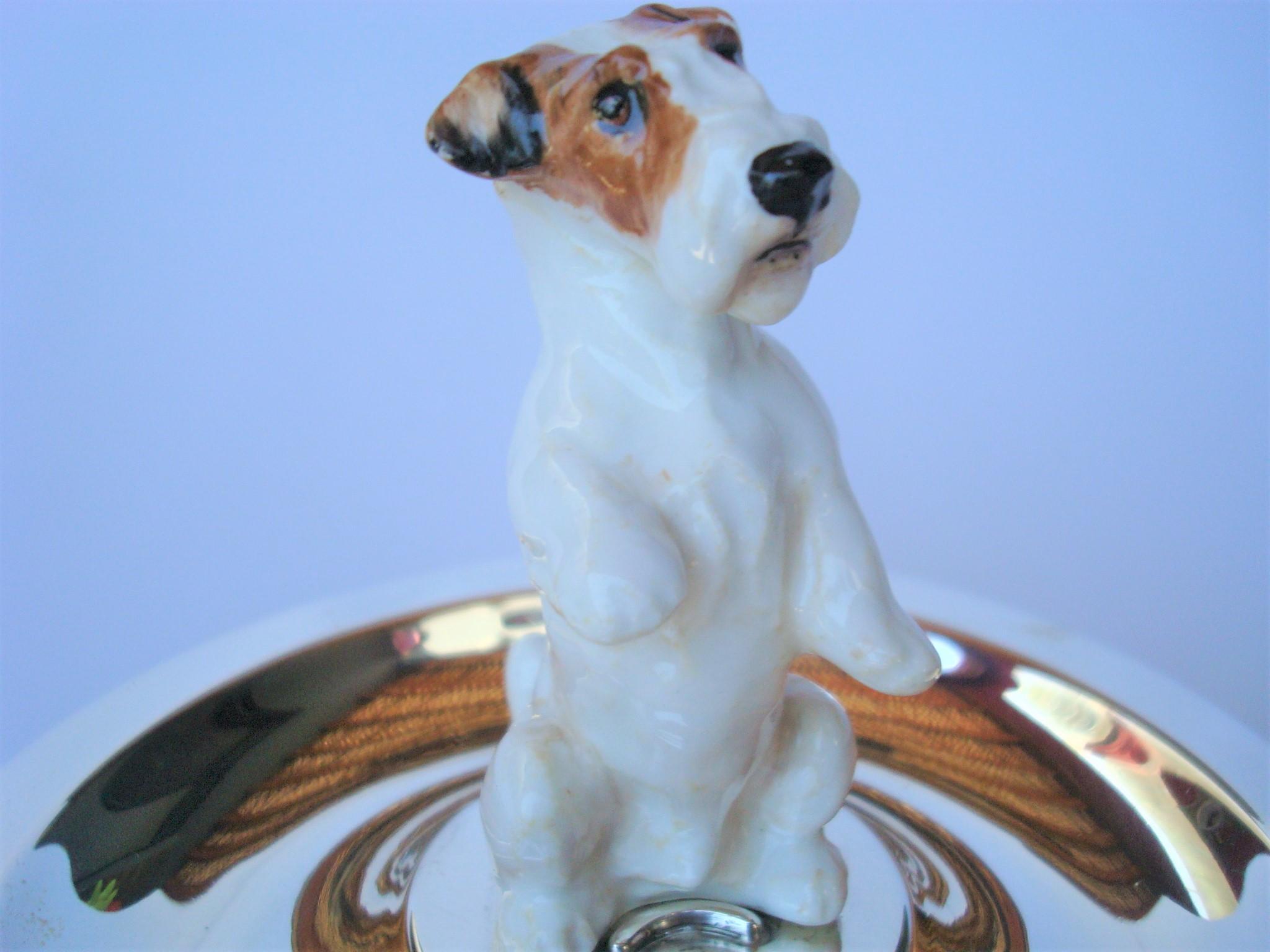 Sterling Silver & Porcelain Jack Russel Dog Jewelry Dish 1940´s 4