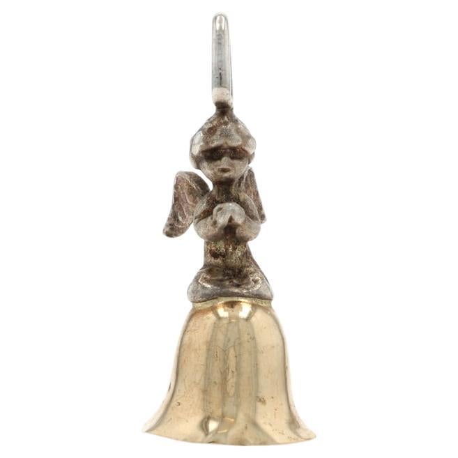 Sterling Silver Praying Angel Bell Charm - 925 10k Faith Clapper Moves For Sale