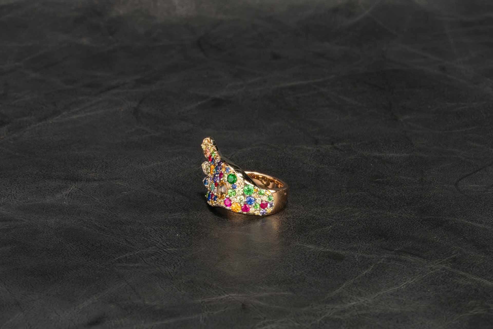 Sterling Silver Presentation Box with 18 Karat Gold Rainbow Wing Ring For Sale 5