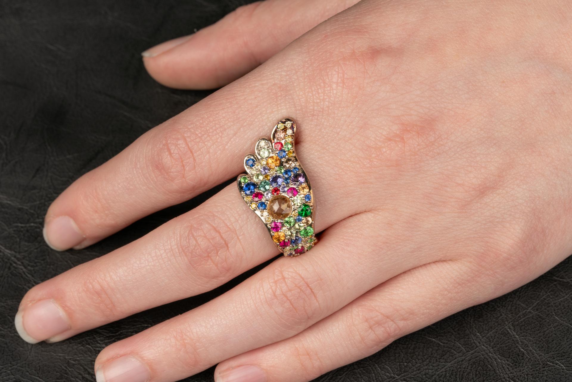 Sterling Silver Presentation Box with 18 Karat Gold Rainbow Wing Ring For Sale 7