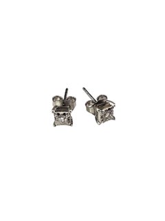 Sterling Silver Princess Cut Diamond Stud Earrings #24482